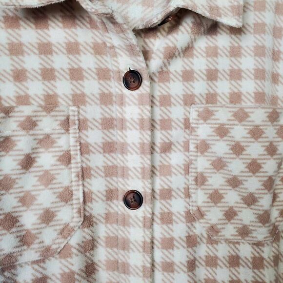 Maurices Women’s Shacket Beige Plaid Button Down Shirt Jacket Size 1X - Picture 2 of 7